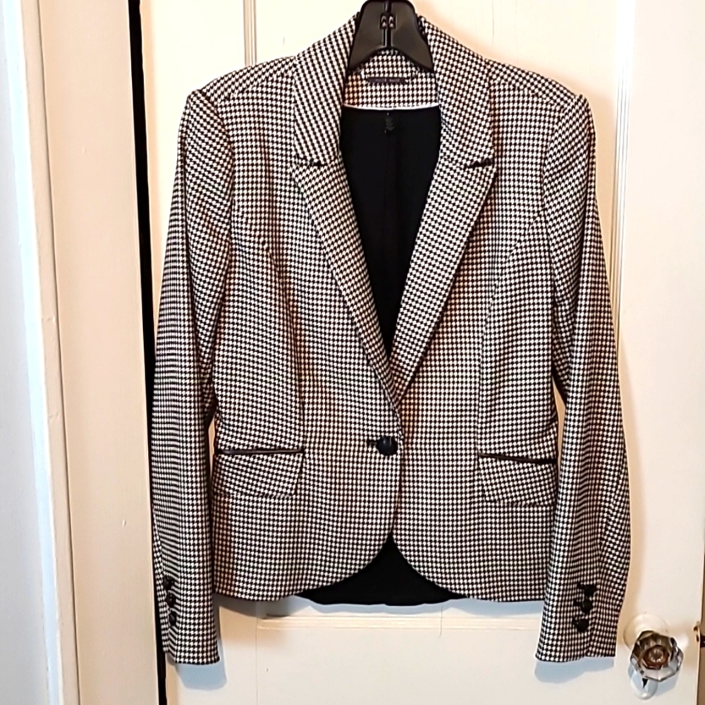Whbm Single-Button Houndstooth Blazer - image 1